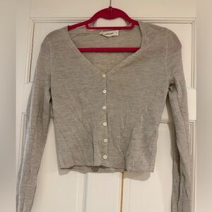 Everlane Light Gray Ribbed Knit Sweater